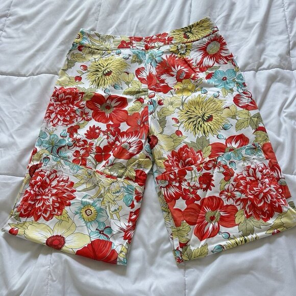Valerie Stevens Womens 14P Floral Floral Red Yellow Pants Office Spring Summer - Picture 6 of 6